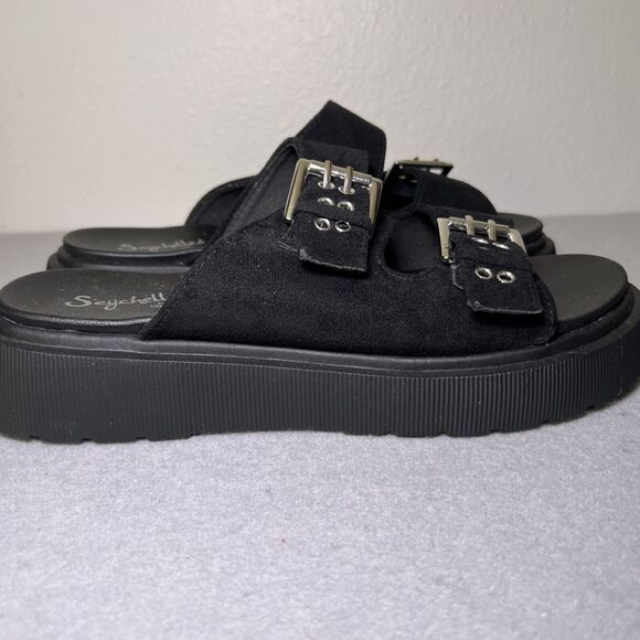 Seychelles Buckle Platform Sandals Women’s Sz 10 Black Anthropologie READ - Picture 4 of 11